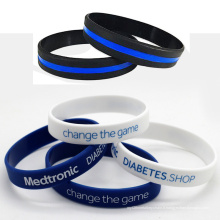 Bracelet en silicone de super-héros personnalisé mince ligne bleue en gros